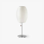 White Bubble Table Lamp Japandi Silk Shade Chrome Stem Bedside Home Decor - Stack & Clear 1