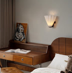 White Frosted Glass Wall Sconce Fan Shade Bronze Art Deco Living Room Bedroom Home Decor - Stack & Clear 3