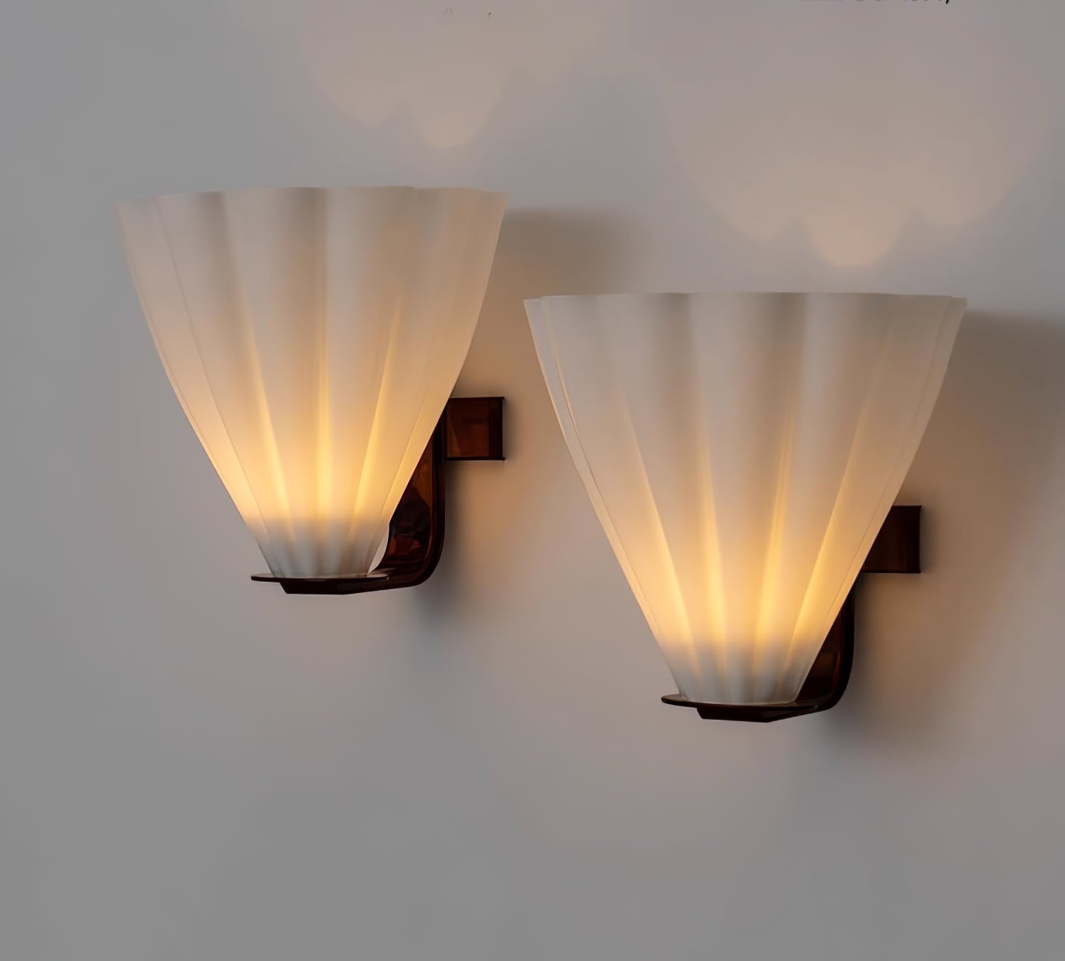 White Frosted Glass Wall Sconce Fan Shade Bronze Art Deco Living Room Bedroom Home Decor - Stack & Clear 7
