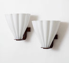 White Frosted Glass Wall Sconce Fan Shade Bronze Art Deco Living Room Bedroom Home Decor - Stack & Clear 8