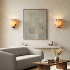 White Frosted Glass Wall Sconce Fan Shade Bronze Art Deco Living Room Bedroom Home Decor - Stack & Clear 99