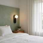 White Glass Globe LED Wall Sconce Spherical Shade Brass Finish Modern Living Room Hallway Home Decor - Stack & Clear 2