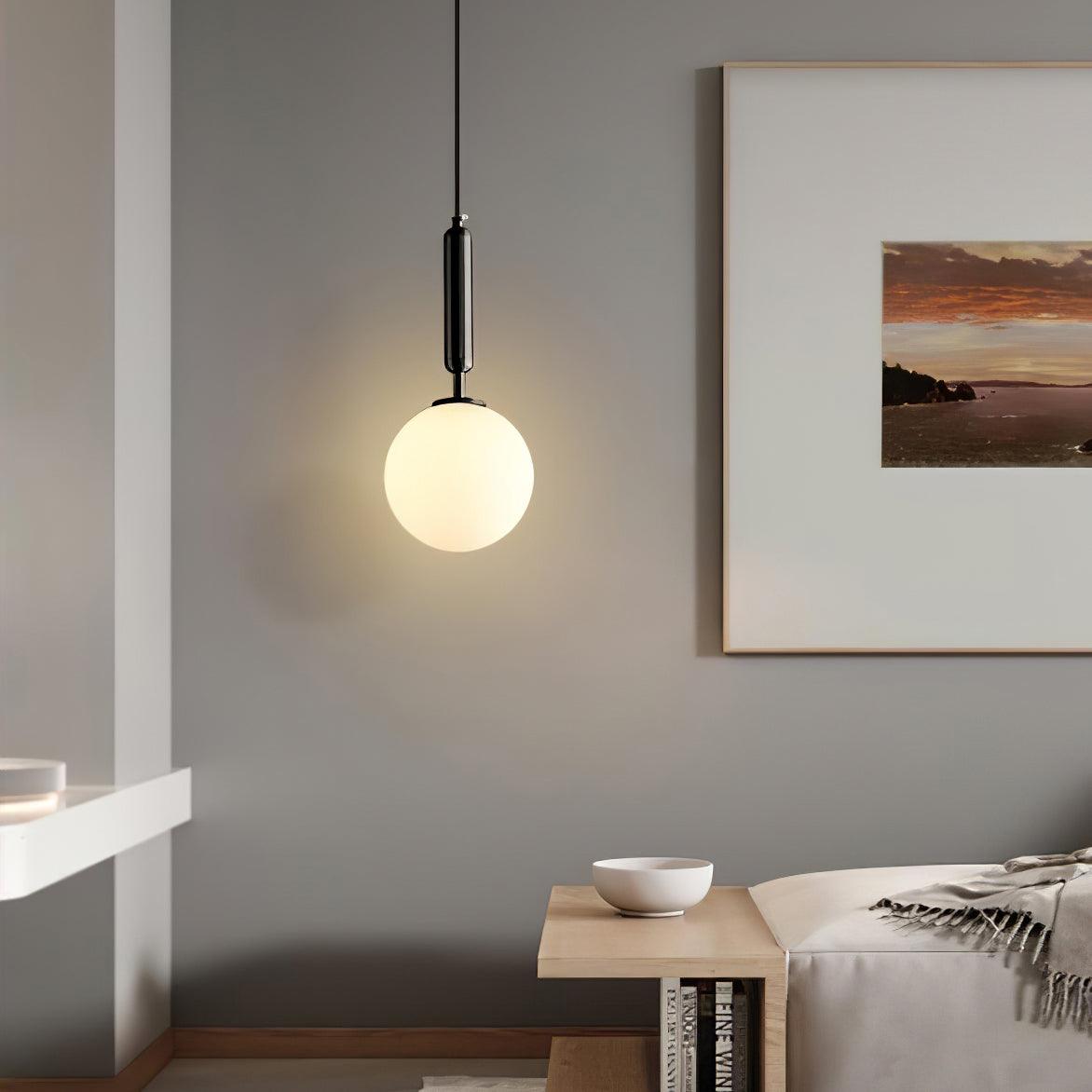 White Glass Pendant Light Globe Shade Brass Finish Modern Kitchen Dining Room Home Decor - Stack & Clear 11