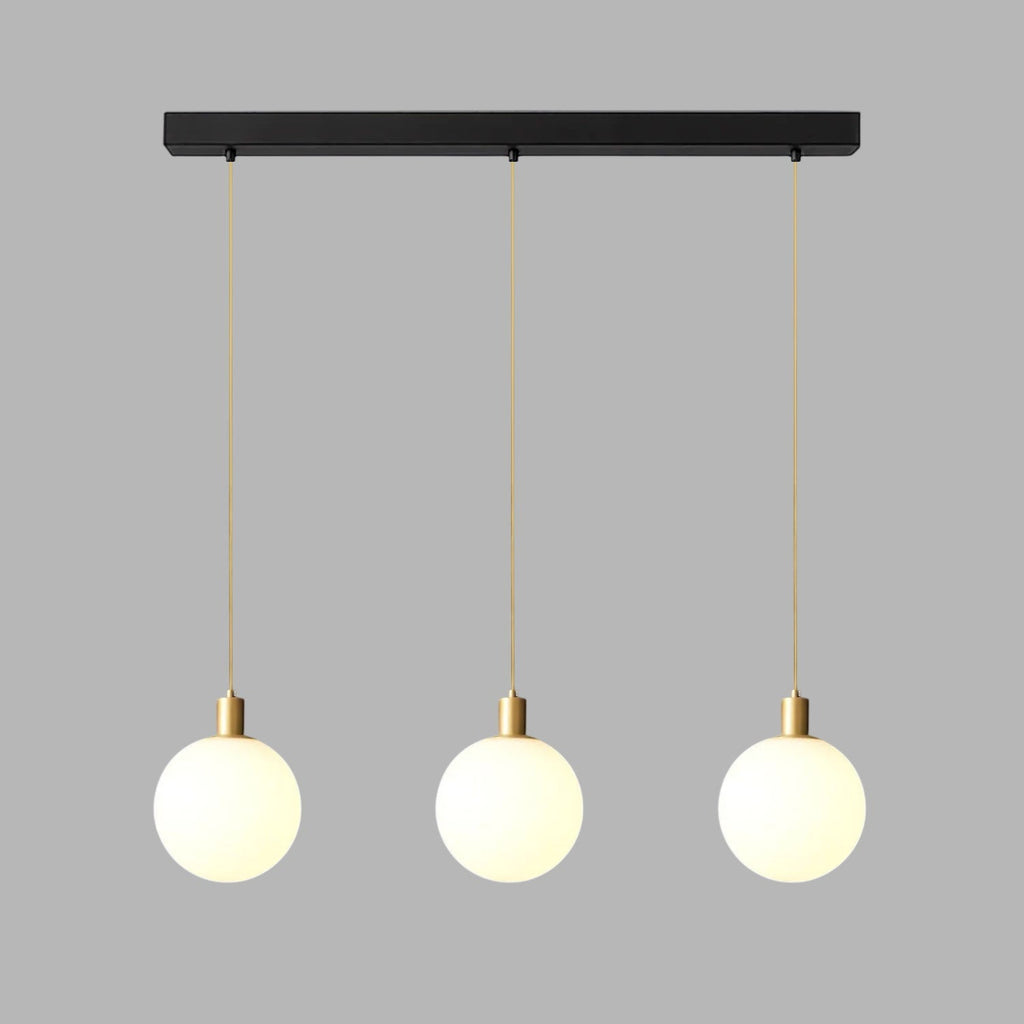 White Glass Pendant Light Globe Shade Brass Finish Modern Kitchen Dining Room Home Decor - Stack & Clear 13