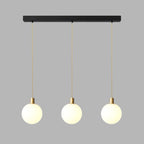White Glass Pendant Light Globe Shade Brass Finish Modern Kitchen Dining Room Home Decor - Stack & Clear 13