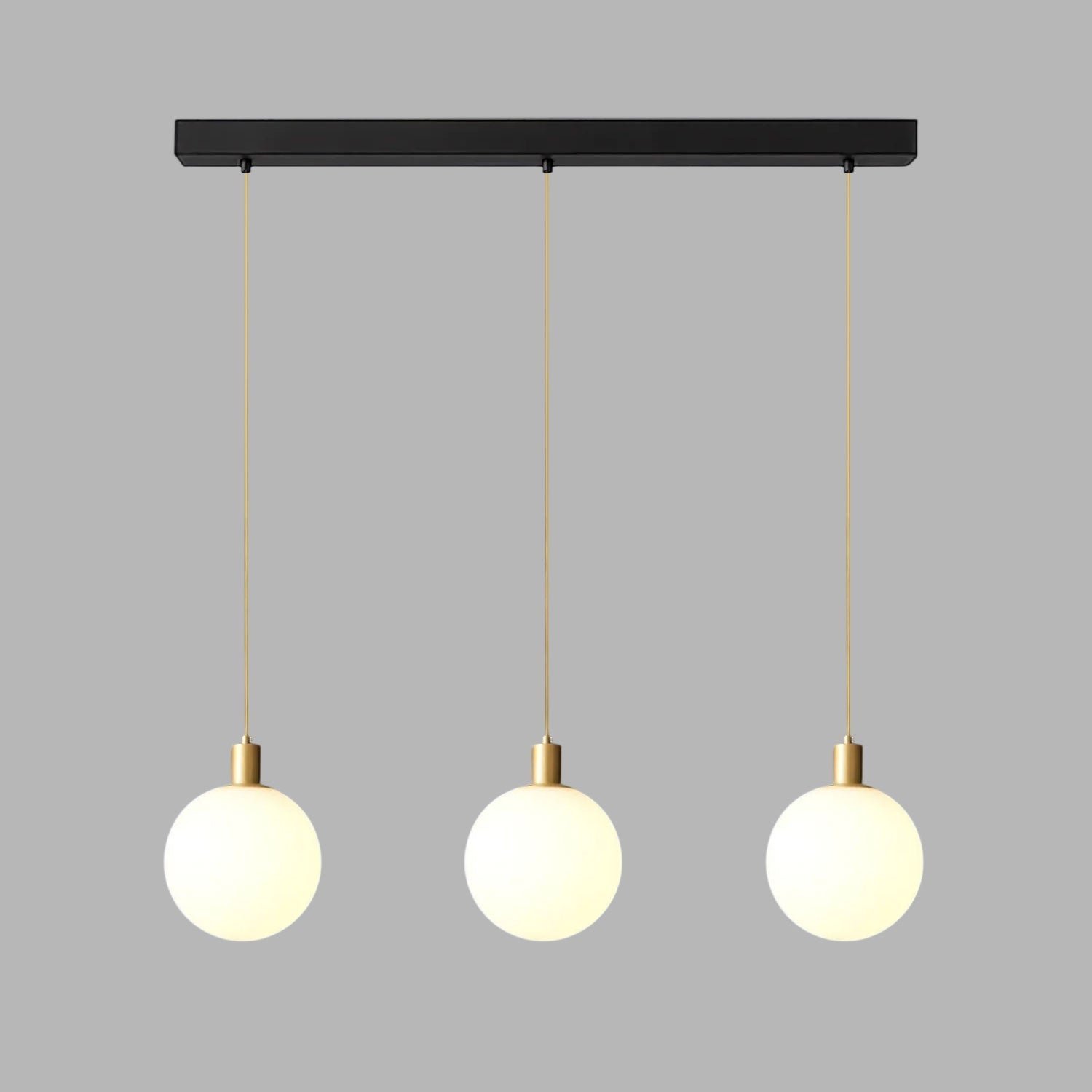 White Glass Pendant Light Globe Shade Brass Finish Modern Kitchen Dining Room Home Decor - Stack & Clear 13
