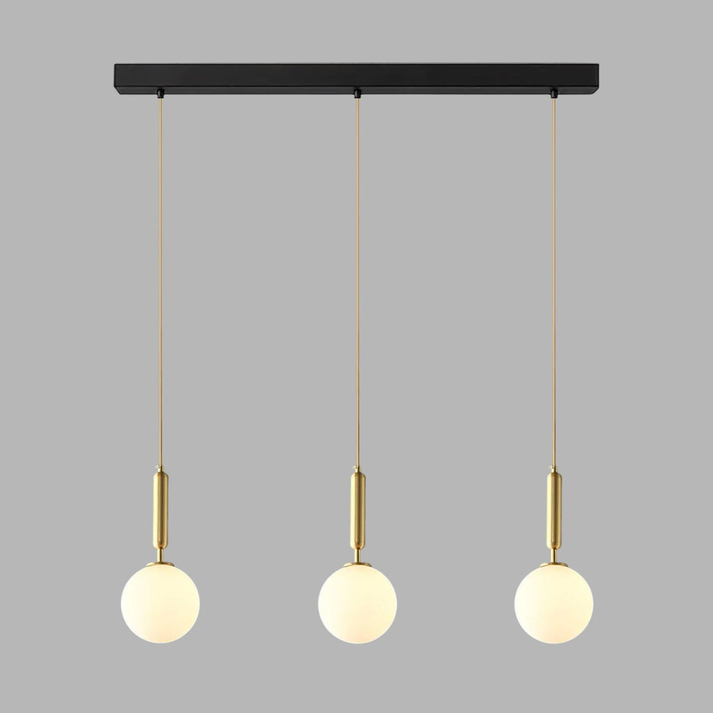 White Glass Pendant Light Globe Shade Brass Finish Modern Kitchen Dining Room Home Decor - Stack & Clear 14