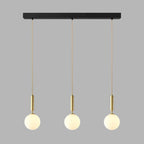 White Glass Pendant Light Globe Shade Brass Finish Modern Kitchen Dining Room Home Decor - Stack & Clear 14