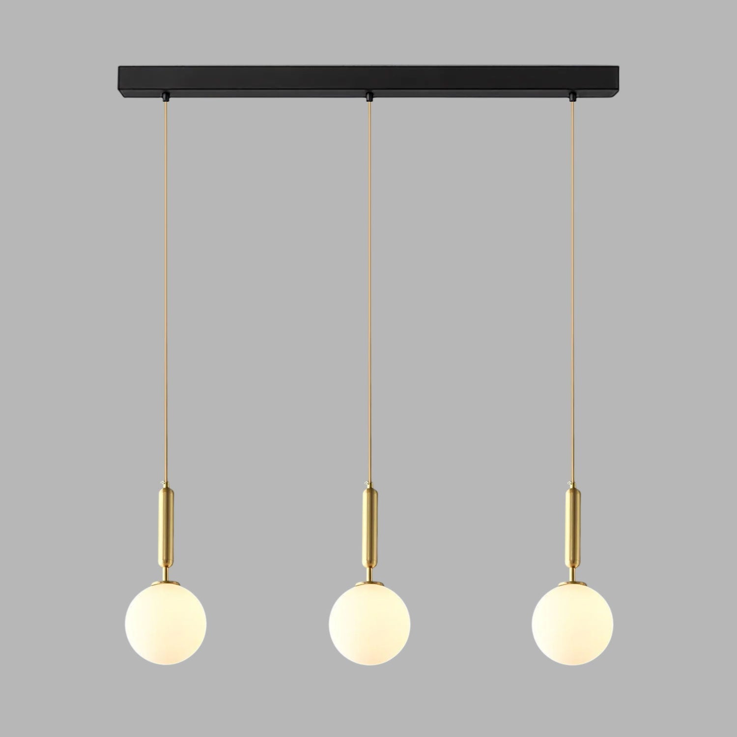 White Glass Pendant Light Globe Shade Brass Finish Modern Kitchen Dining Room Home Decor - Stack & Clear 14