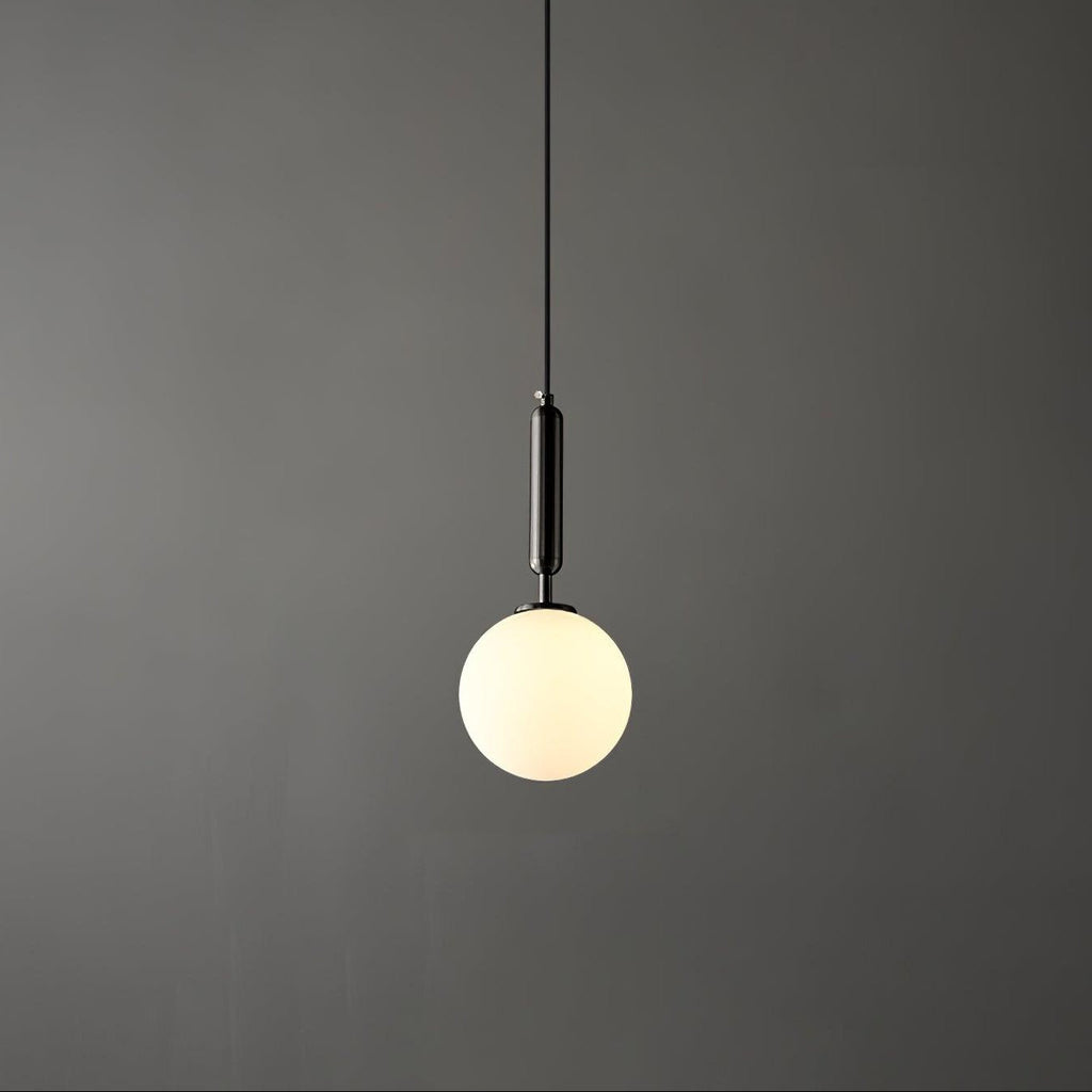 White Glass Pendant Light Globe Shade Brass Finish Modern Kitchen Dining Room Home Decor - Stack & Clear 15