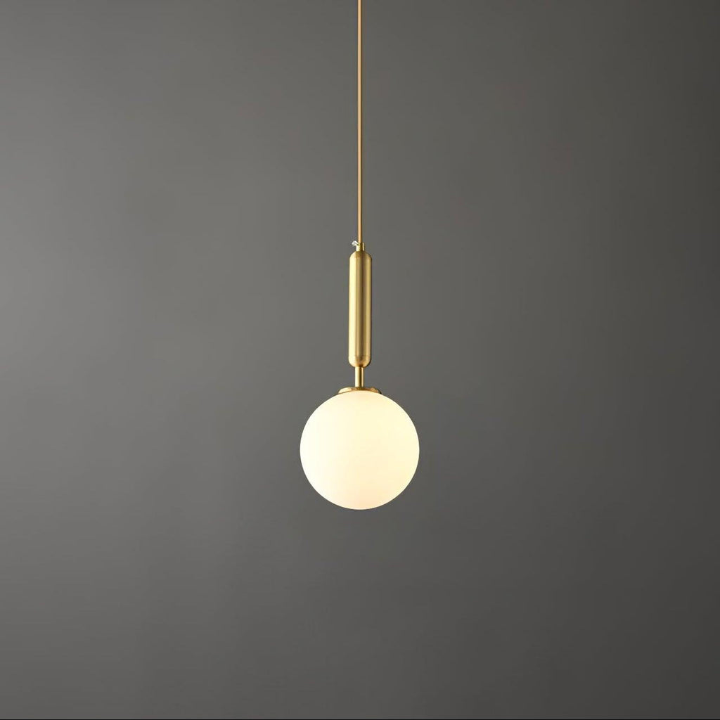 White Glass Pendant Light Globe Shade Brass Finish Modern Kitchen Dining Room Home Decor - Stack & Clear 17