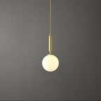 White Glass Pendant Light Globe Shade Brass Finish Modern Kitchen Dining Room Home Decor - Stack & Clear 17