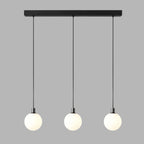 White Glass Pendant Light Globe Shade Brass Finish Modern Kitchen Dining Room Home Decor - Stack & Clear 18