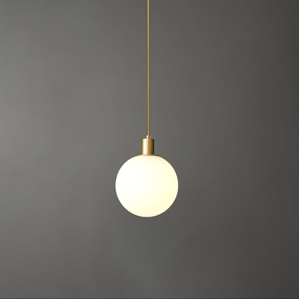 White Glass Pendant Light Globe Shade Brass Finish Modern Kitchen Dining Room Home Decor - Stack & Clear 3