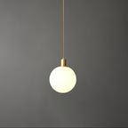 White Glass Pendant Light Globe Shade Brass Finish Modern Kitchen Dining Room Home Decor - Stack & Clear 3