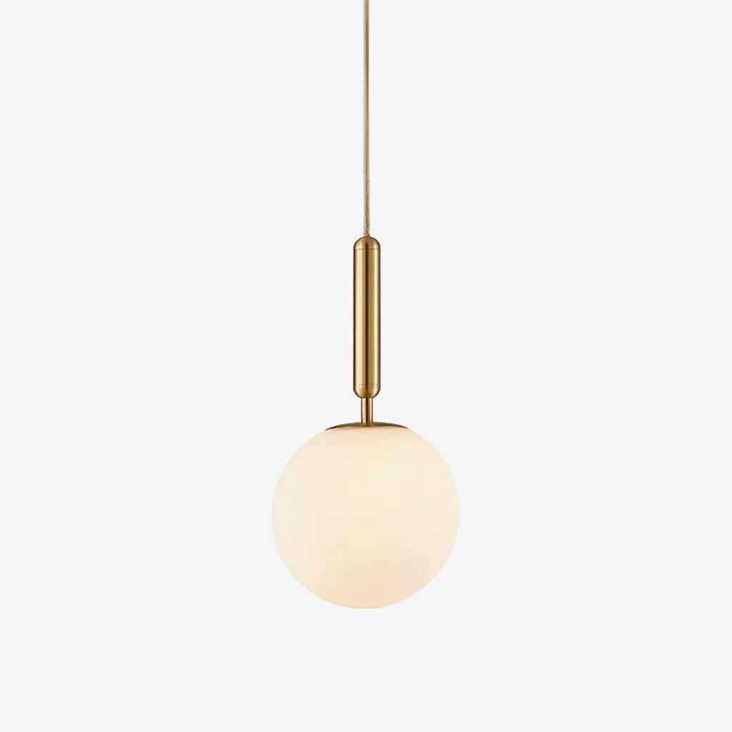 White Glass Pendant Light Globe Shade Brass Finish Modern Kitchen Dining Room Home Decor - Stack & Clear 4