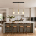 White Glass Pendant Light Globe Shade Brass Finish Modern Kitchen Dining Room Home Decor - Stack & Clear 6