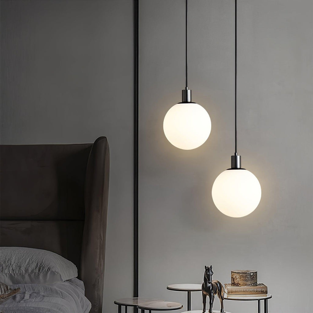 White Glass Pendant Light Globe Shade Brass Finish Modern Kitchen Dining Room Home Decor - Stack & Clear 9