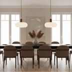 White Glass Pendant Light Wood Cap Scandinavian Adjustable Height Kitchen Dining Room Home Decor - Stack & Clear 3