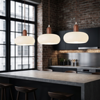 White Glass Pendant Light Wood Cap Scandinavian Adjustable Height Kitchen Dining Room Home Decor - Stack & Clear 99