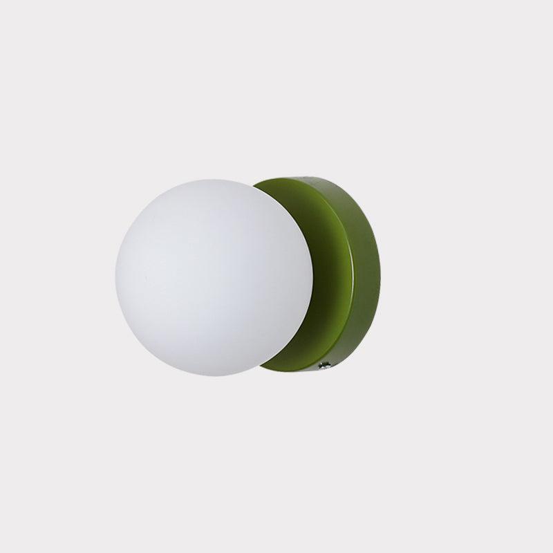 White Globe Wall Sconce Metal Bauhaus Compact Bedroom Living Room Home Decor - Stack & Clear 0