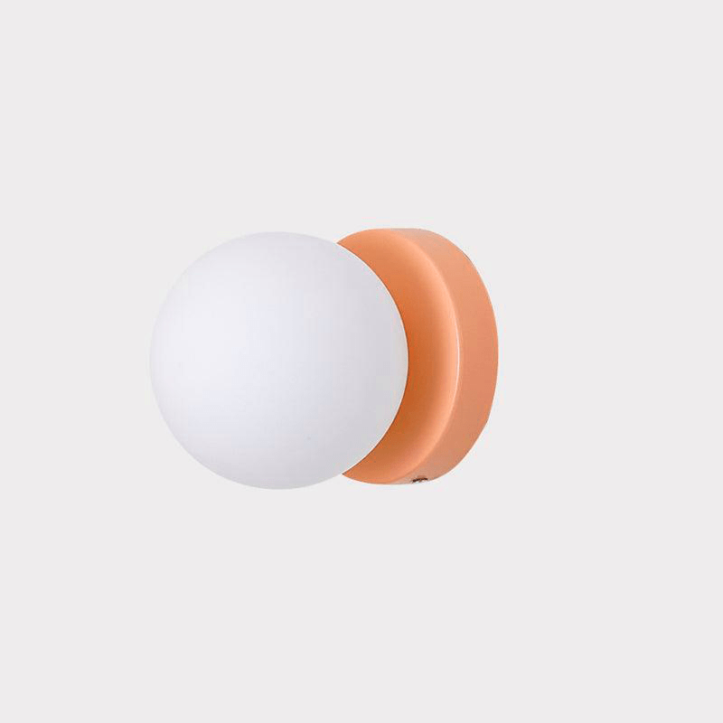 White Globe Wall Sconce Metal Bauhaus Compact Bedroom Living Room Home Decor - Stack & Clear 10
