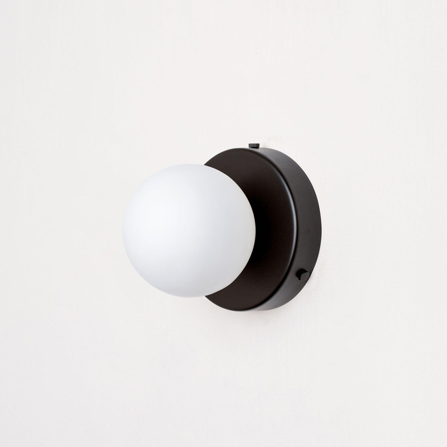 White Globe Wall Sconce Metal Bauhaus Compact Bedroom Living Room Home Decor - Stack & Clear 11