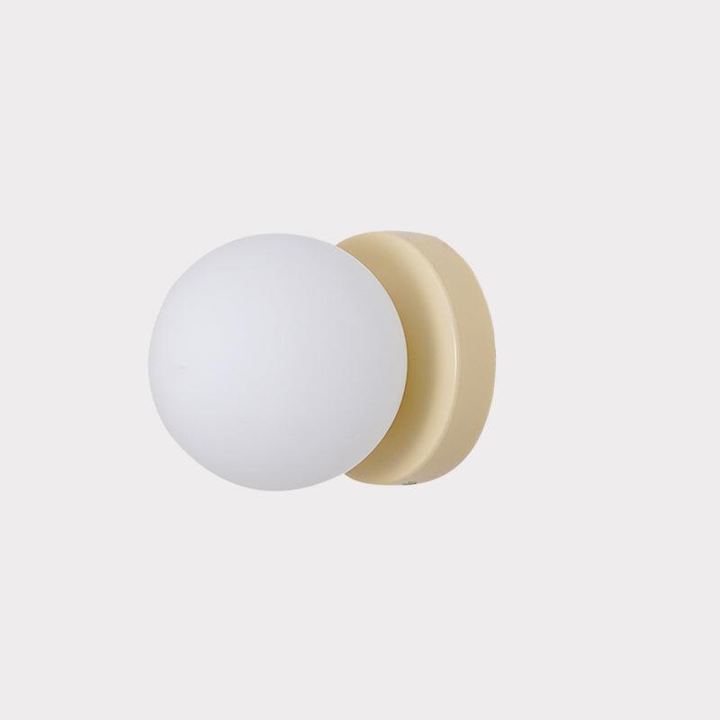 White Globe Wall Sconce Metal Bauhaus Compact Bedroom Living Room Home Decor - Stack & Clear 9