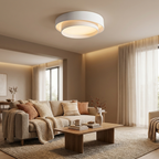 White Metal LED Flush Mount Ceiling Light Concentric Rings Dual Color Temperature Living Room Bedroom Home Decor - Stack & Clear 0