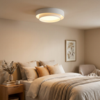 White Metal LED Flush Mount Ceiling Light Concentric Rings Dual Color Temperature Living Room Bedroom Home Decor - Stack & Clear 1