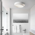 White Metal LED Flush Mount Ceiling Light Concentric Rings Dual Color Temperature Living Room Bedroom Home Decor - Stack & Clear 12