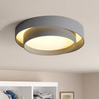 White Metal LED Flush Mount Ceiling Light Concentric Rings Dual Color Temperature Living Room Bedroom Home Decor - Stack & Clear 13