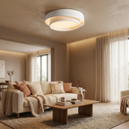 White Metal LED Flush Mount Ceiling Light Concentric Rings Dual Color Temperature Living Room Bedroom Home Decor - Stack & Clear 14