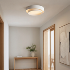 White Metal LED Flush Mount Ceiling Light Concentric Rings Dual Color Temperature Living Room Bedroom Home Decor - Stack & Clear 2