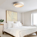 White Metal LED Flush Mount Ceiling Light Concentric Rings Dual Color Temperature Living Room Bedroom Home Decor - Stack & Clear 7