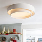 White Metal LED Flush Mount Ceiling Light Concentric Rings Dual Color Temperature Living Room Bedroom Home Decor - Stack & Clear 8