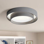White Metal LED Flush Mount Ceiling Light Concentric Rings Dual Color Temperature Living Room Bedroom Home Decor - Stack & Clear 9