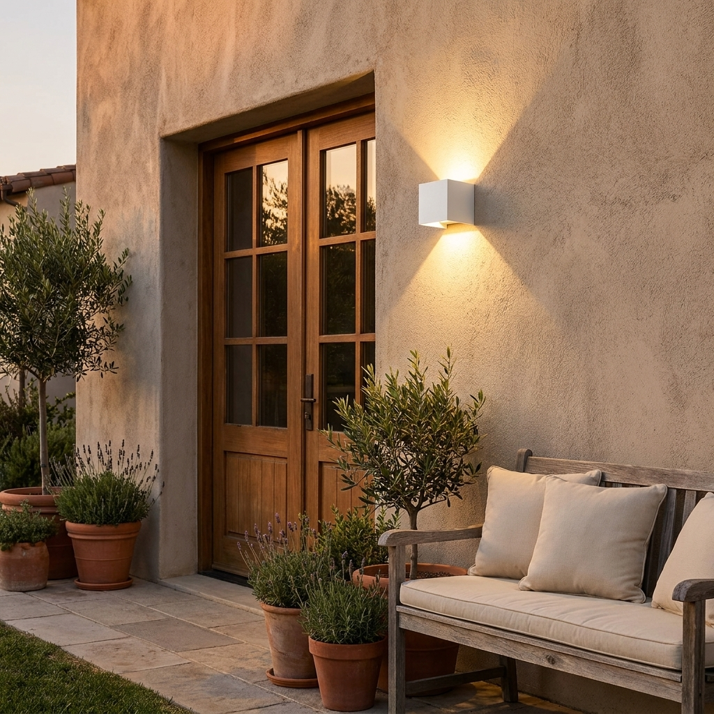 White Metal Outdoor Wall Light Adjustable LED Spotlight IP65 Waterproof Modern Garden Patio Home Decor - Stack & Clear 0