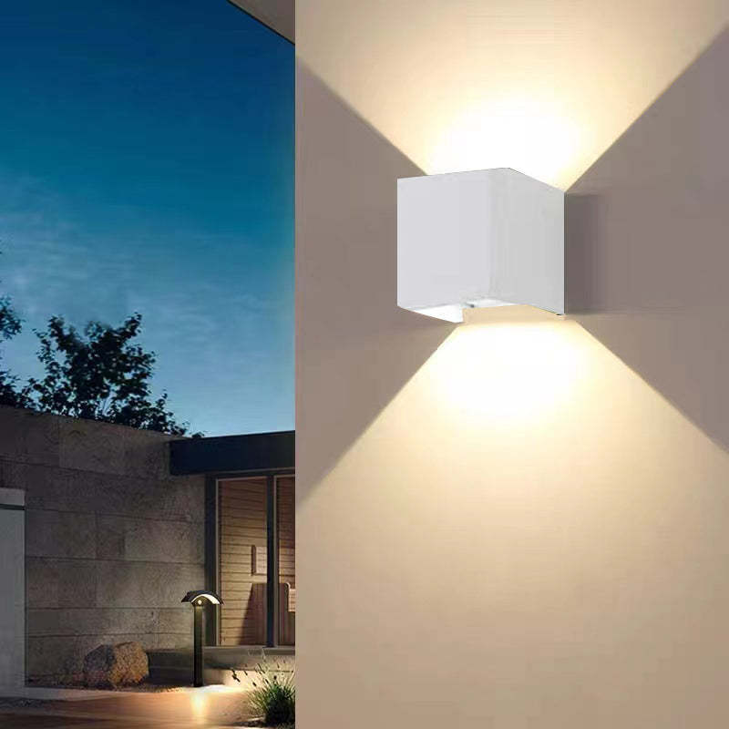 White Metal Outdoor Wall Light Adjustable LED Spotlight IP65 Waterproof Modern Garden Patio Home Decor - Stack & Clear 10