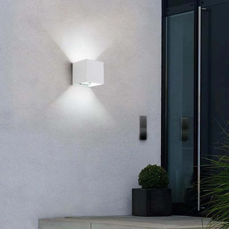 White Metal Outdoor Wall Light Adjustable LED Spotlight IP65 Waterproof Modern Garden Patio Home Decor - Stack & Clear 7