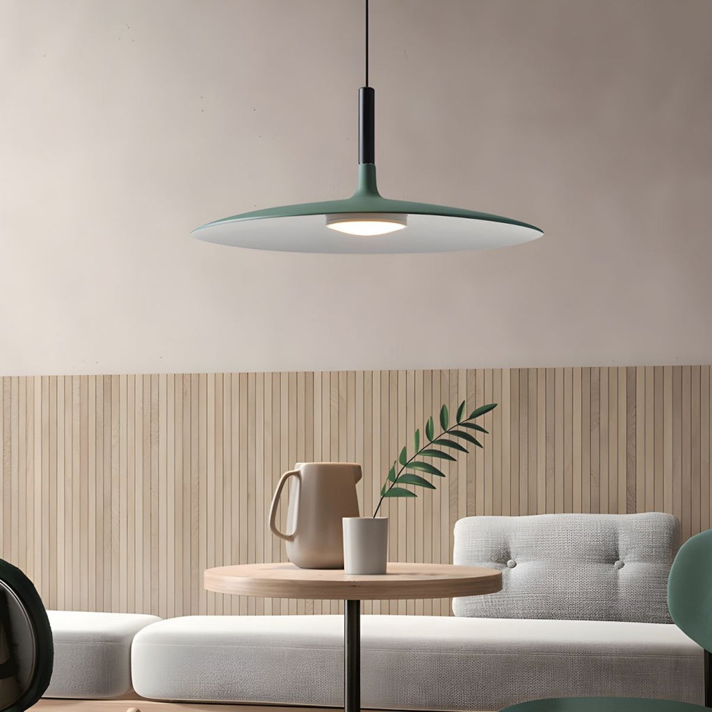 White Metal Pendant Light Saucer Dome Shade Matte Finish Modern Kitchen Dining Room Home Decor - Stack & Clear 6