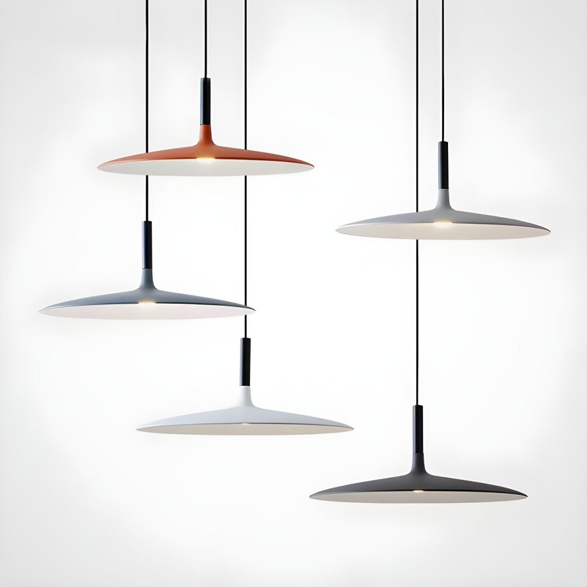 White Metal Pendant Light Saucer Dome Shade Matte Finish Modern Kitchen Dining Room Home Decor - Stack & Clear 7