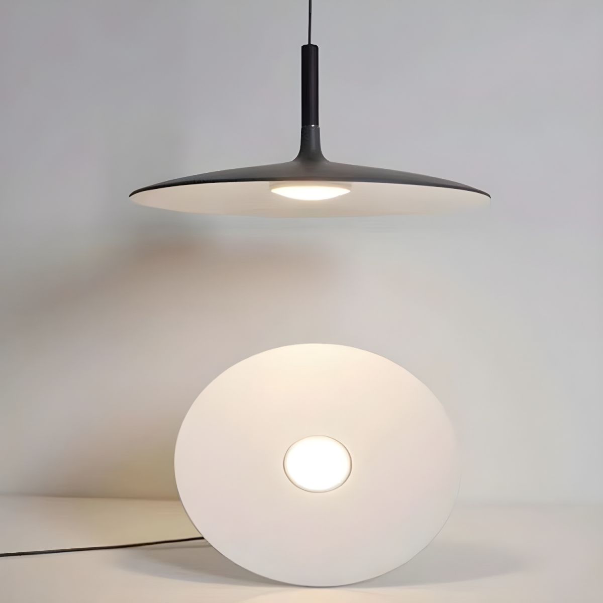 White Metal Pendant Light Saucer Dome Shade Matte Finish Modern Kitchen Dining Room Home Decor - Stack & Clear 8