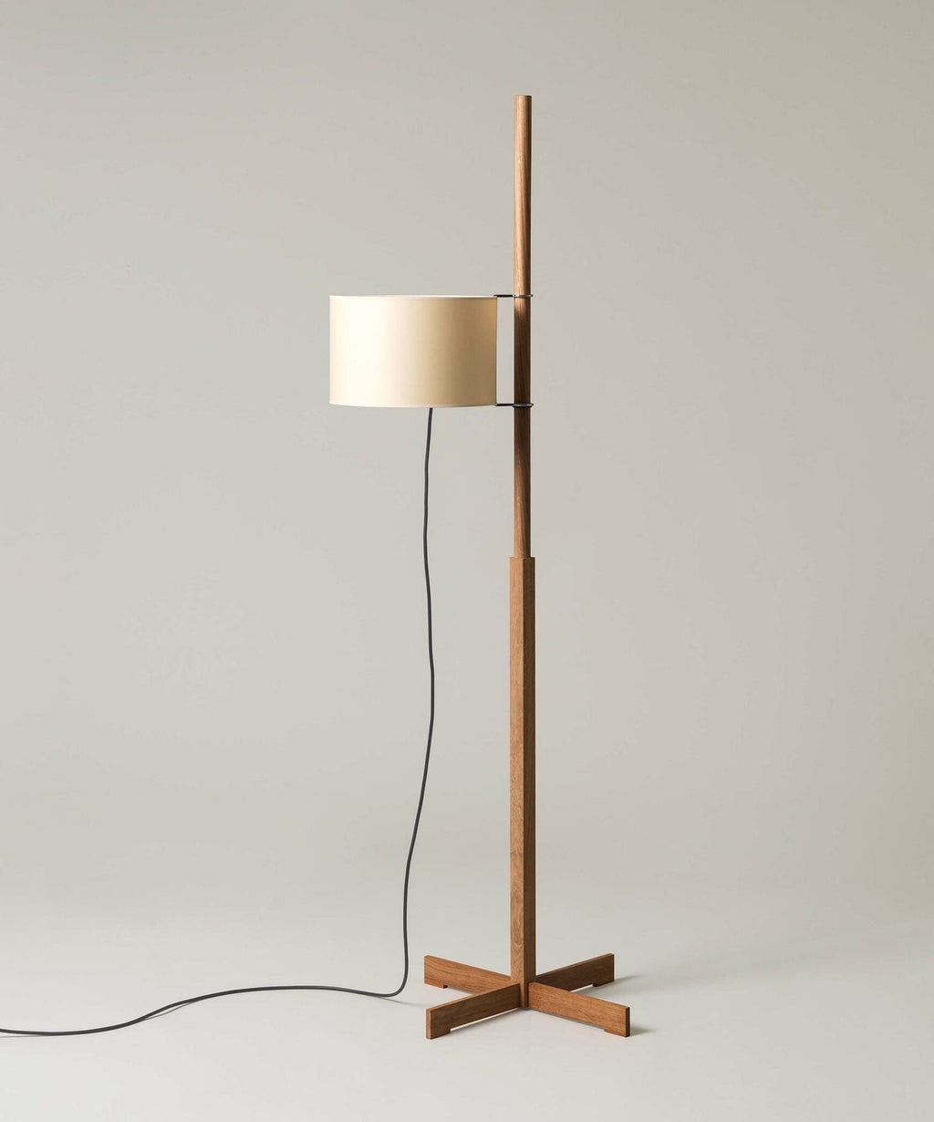 Wood Floor Lamp Adjustable Height LED Compatible 10