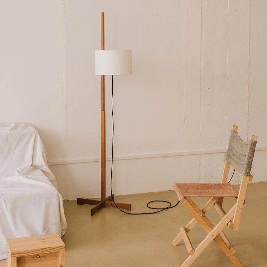 Wood Floor Lamp Adjustable Height LED Compatible 3