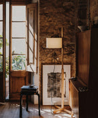 Wood Floor Lamp Adjustable Height LED Compatible 4