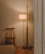 Wood Floor Lamp Adjustable Height LED Compatible 5