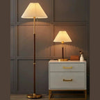 Wood Grain Floor Lamp with Pleated Shade - LED Compatible 1