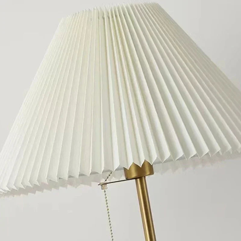 Wood Grain Floor Lamp with Pleated Shade - LED Compatible 2