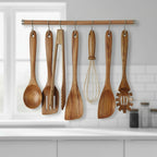 Wooden Cooking Utensil Set - 7pc Heat Resistant Kitchen Tools 0